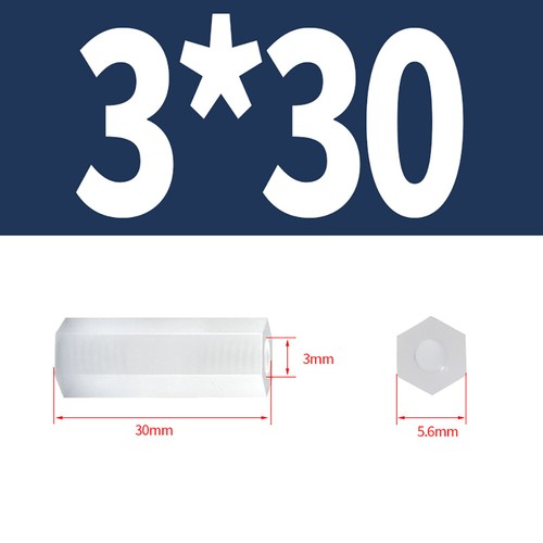 Pilares de rosca espaciador de plástico hexagonal blanco hembra M2 - M5 nailon tachuelas de PCB separación - Imagen 42 de 75