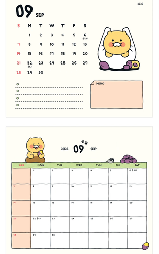 KAKAO Friends 2025 DESK CALENDAR 13 Months Dec. 2024 - 2025 + Track - Video 1 of 1