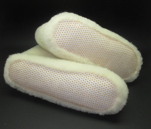 HAUSSCHUHE HÜTTENSCHUHE [ 36 - 47 ]HÜTTENSCHUH HAUSSCHUH PUSCHEN SCHAFFELL WEIß - Bild 2 von 2