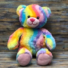 Build A Bear 2012 Rainbow Tie Dye Swirl Bear 16  Stuffed Animal Plush Toy