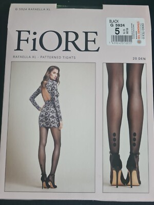 FIORE RAFAELLA XL Tights Strumpfhose Größe 5 Schwarz Neu in OVP 20 DEN Transpare