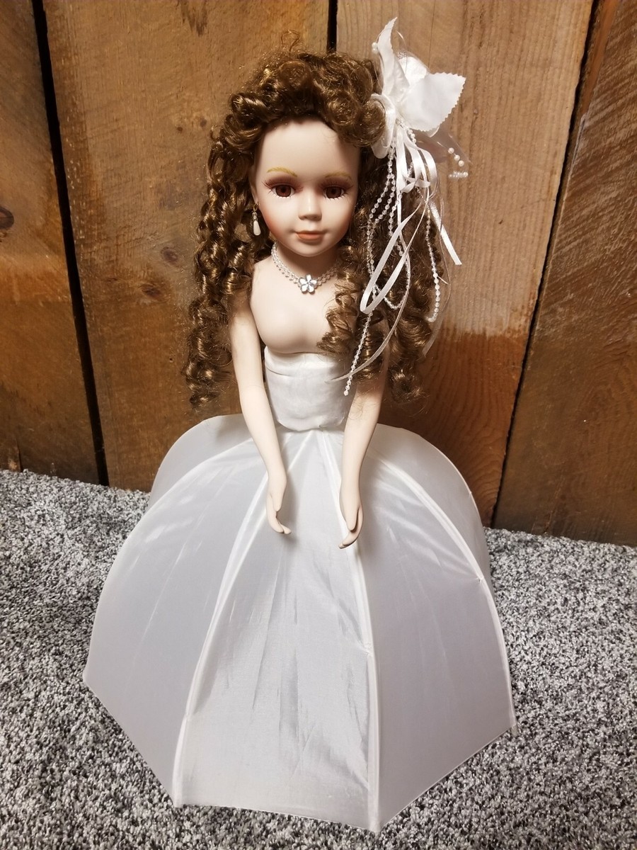 Vintage Ceramic Lady w/ Umbrella Bottom, No Dress Umbrella Doll