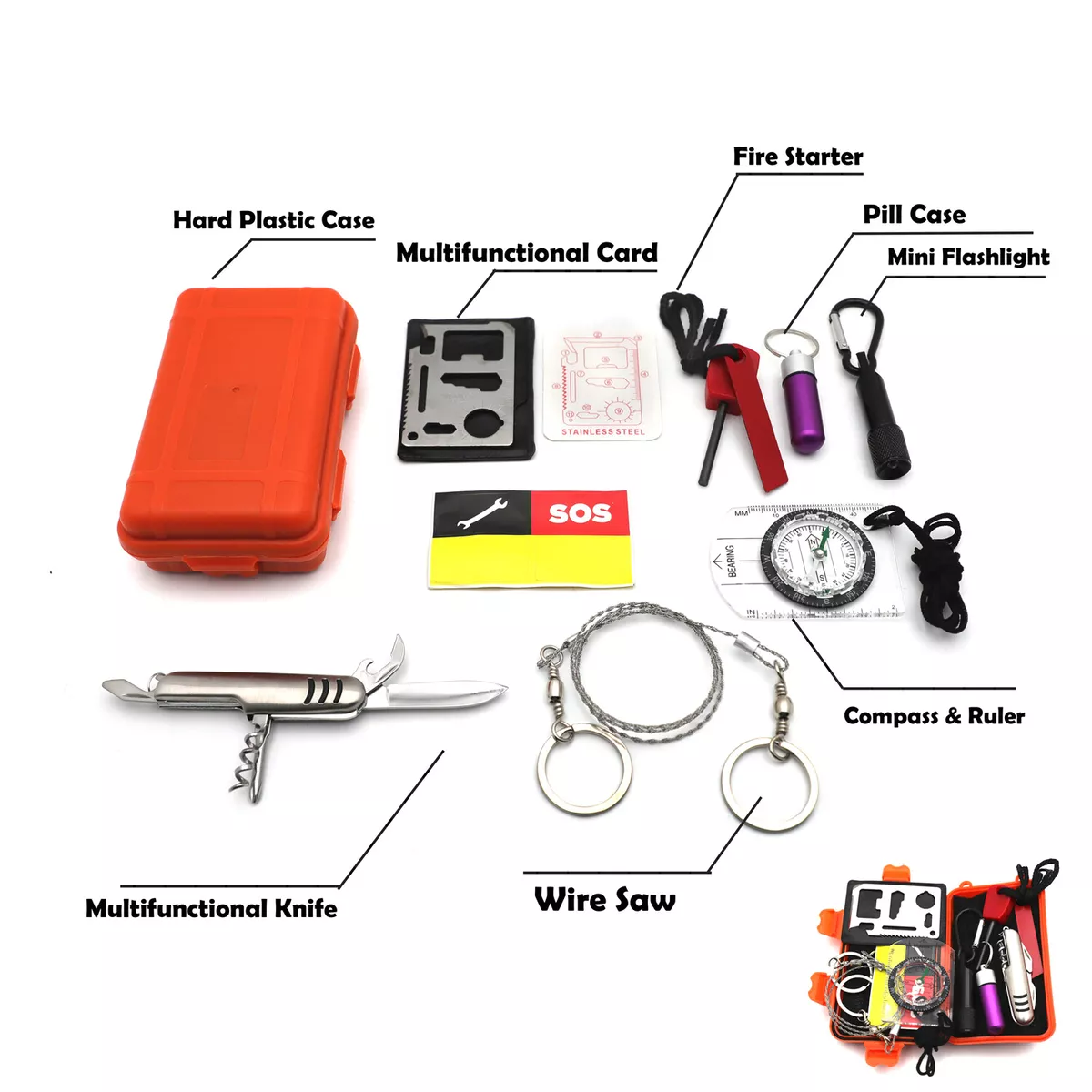 Emergency Gear Tools Box SOS Help Outdoor Sport Camping Hiking Survival Kit