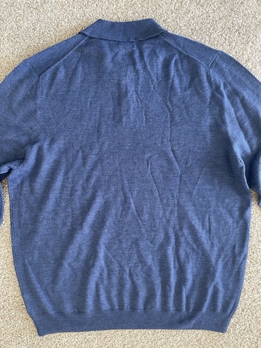 New Mens 346 Brooks Brothers 100% Merino Wool Long Sleeve Polo Sweater Blue - XL - Picture 5 of 14