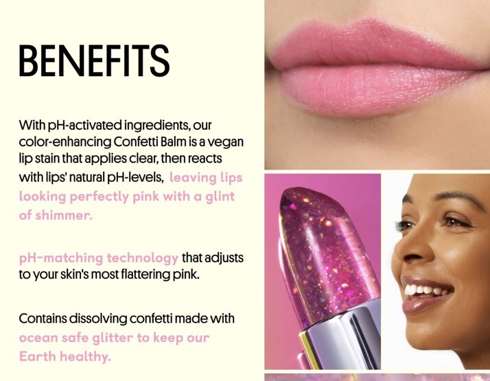 Winky Lux Confetti Balm Pink Ph Lip Stain .13 Oz Limited Edition