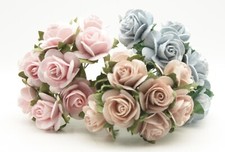 20X Mulberry paper Roses Flowers 2.5cm Varied Colours Card making Crafts