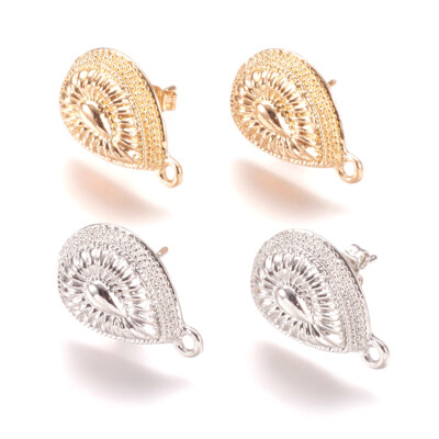 10 Pair Alloy Ear Stud Earring Findings Loop Post Drop Dangle Earring  19x12mm