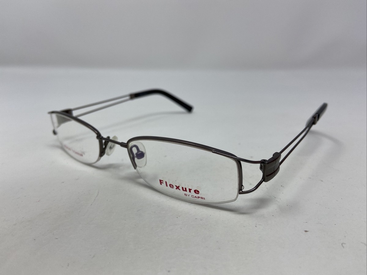 CAPRI FX34 GUNMETAL 49-19-135 SILVER HALF RIM EYEGLASSES FRAME