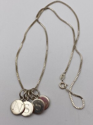 ITALIEN STERLINGSILBER GEÄTZTE BUCHSTABEN INITIALEN CHARMS ANHÄNGER AN KETTE HALSKETTE