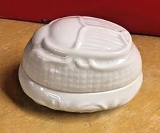  Chamart Limoges Egyptian Scarab Unhinged Trinket Box White Color Keepsake 