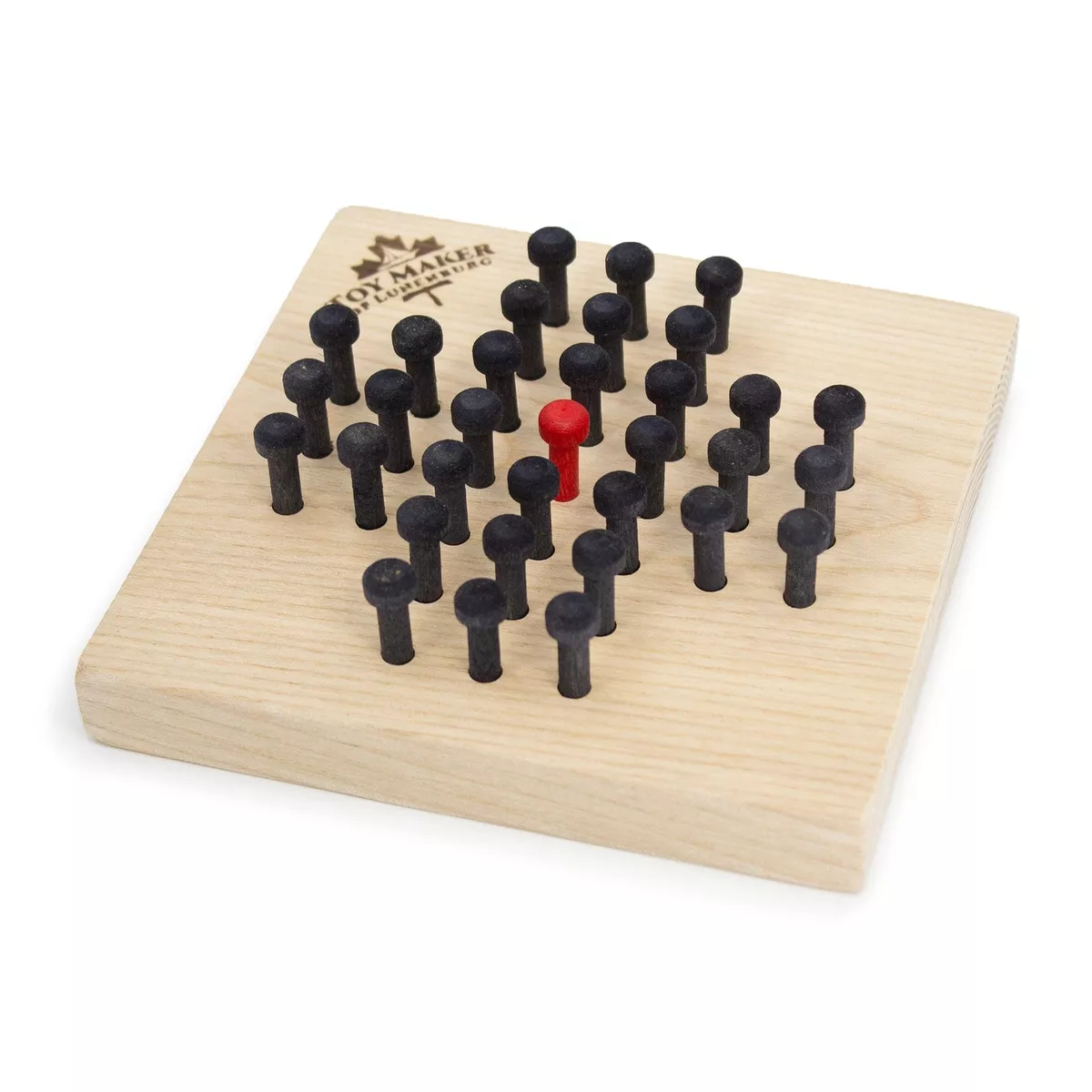 English Solitaire game jumping pegs into empty holes.