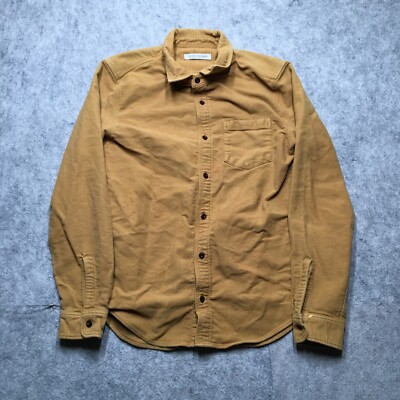 Outerknown Chamois Flannel Shirt Men Medium M Gold Heavyweight Button Surf Beach