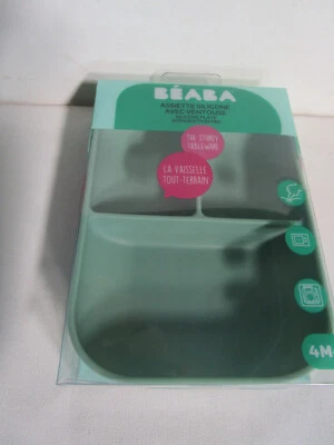 BÉABA Beaba - Silikonteller mit Saugnapf - unterteilt (3 Fächer)- in Salbeigrün-913549