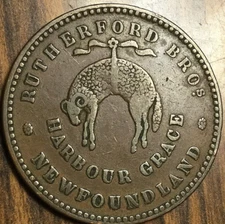 1846 NEWFOUNDLAND RUTHERFORD HALF PENNY TOKEN