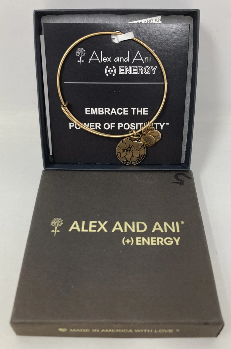 Retired Alex Ani I love You Godmother Gold Tone Bracelet New w