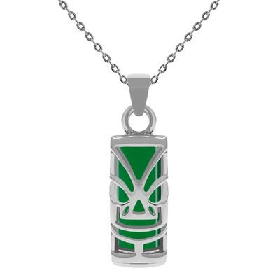 Collier Pendentif Tiki Plaqué Or Et Turquoise - Avec Chaîne Plaqué Or, Longueur Au Choix - Neuf Avec étiquettes
