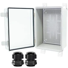 Junction Box Hinged Clear Cover IP67 Waterproof ABS Project Box with 2 NPT 1/...