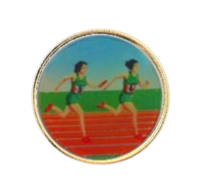 Female Relay Running Team (A) 26mm Metal Lapel Domed Pin Badge