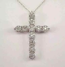 2.00 Ct Round Cut Real Moissanite Cross Wedding Pendant In 925 Sterling Silver