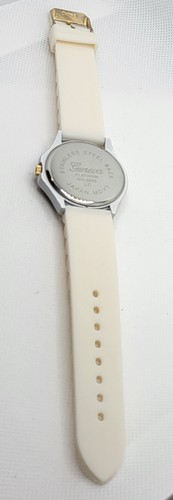 Ladies Geneva Platinum Round Gold Tone White Dial Rubber Band Analog Watch F7 - Picture 8 of 9