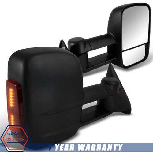 Pair LED Signal Manual Towing Hauling Mirror For Chevy 88-98 C/K 1500/2500/3500