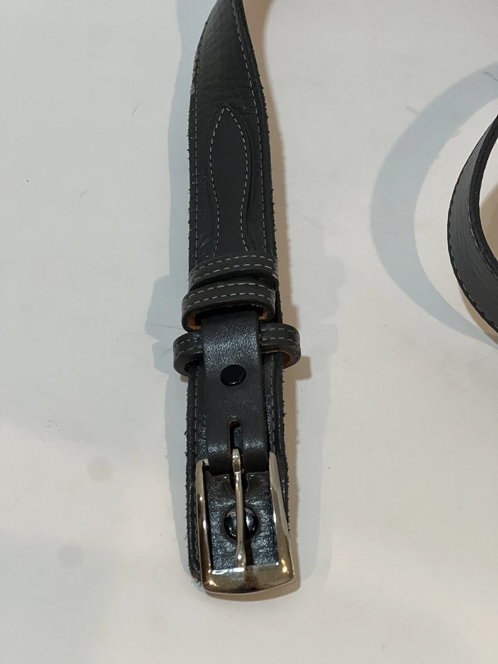 Cinturón De Colección Justin Cuero Genuino Grano Superior Cuero de Vaca Gris Tono Plata Hebilla 38 Foto 4 de 4