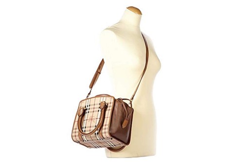 NEW BURBERRY HAYMARKET CHECK BAG DINTON WOMENS TOTE LEATHER PANELS - 第 3/8 張圖片