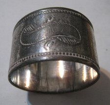 Victoria Era Silver Plated 1 5/8" x 1" Napkin Ring w/ Scroll & "JMT" Monogram