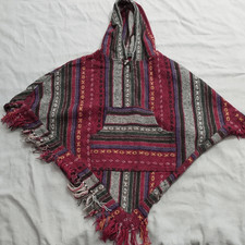 Kathmandu Imports Nepal Fringed Hooded Poncho Free Size 4178