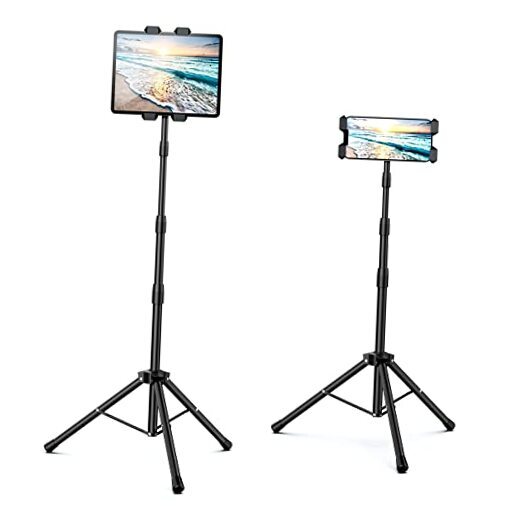 Raking Tablet Floor Stand, Height Adjustable Cellphone Floor Stand