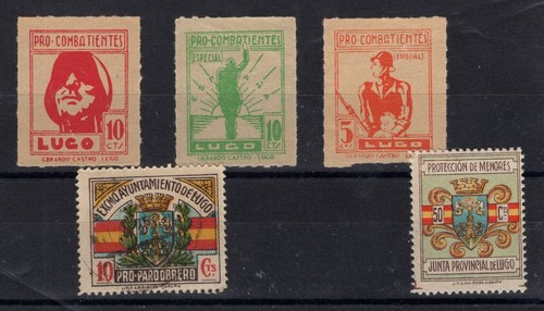 Spain Spanish Civil War Lugo 5 Stamps