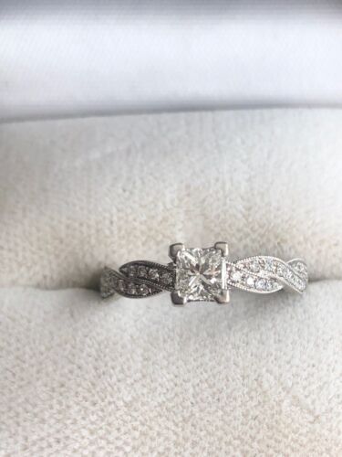 Unique 14k S.Kashi Twisted Infinity Style Princess Cut Engagement Ring GIA JSI1 - Picture 2 of 12