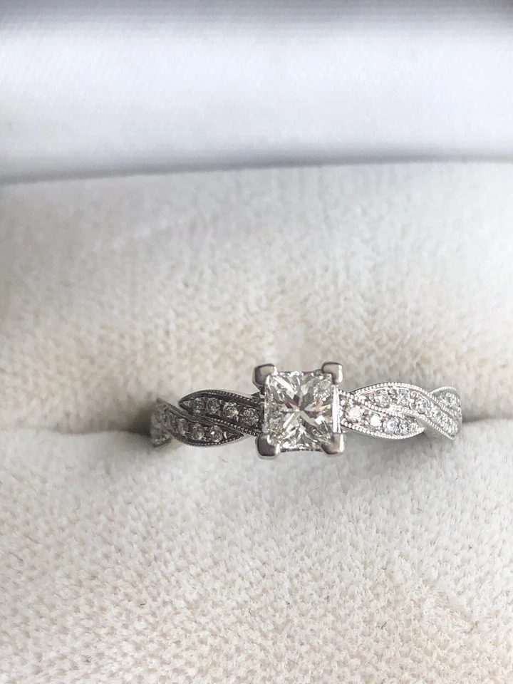 Unique 14k S.Kashi Twisted Infinity Style Princess Cut Engagement Ring GIA JSI1 - Image 2 of 4