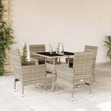Ensemble à manger de jardin avec coussins 5 pcs rotin et verre vidaXL