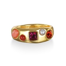 Sequin NYC Rococo Gem Ring Coral Size 6 NWT 2...