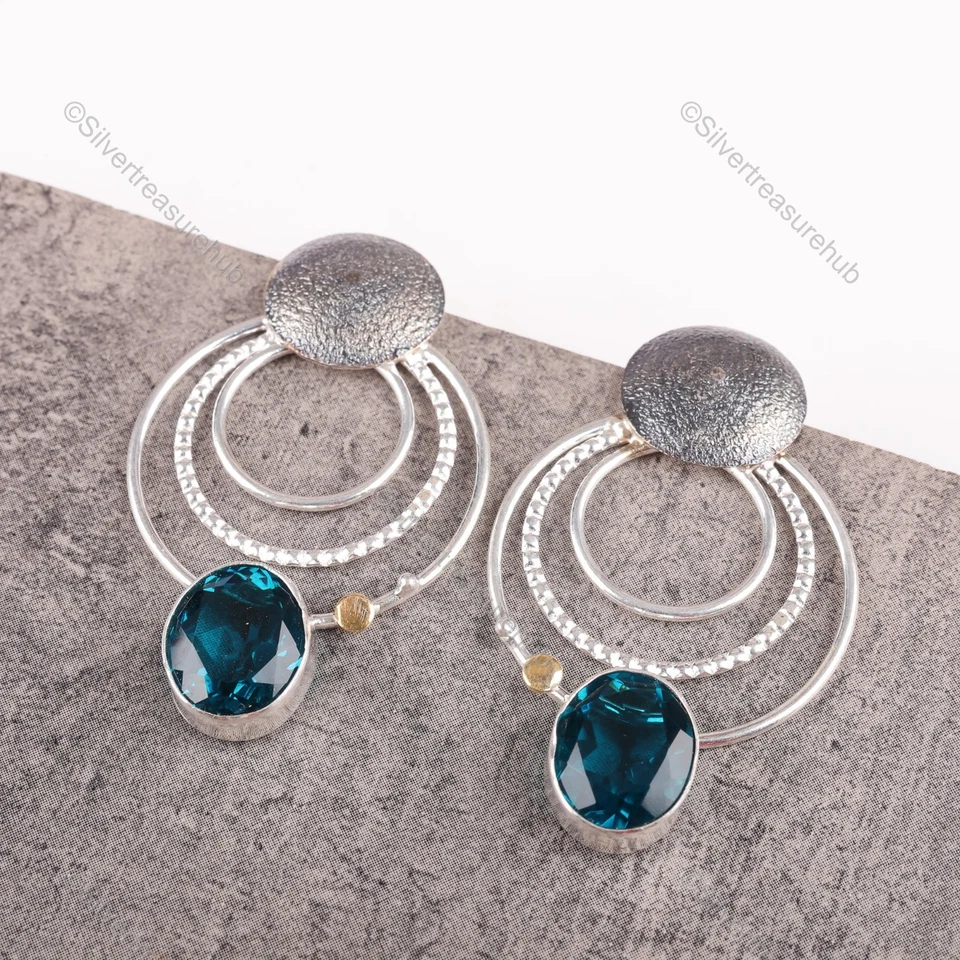 磷灰石宝石纯银耳钉邮政通道套装婚礼生日耳环 — 第 4/4 张图片