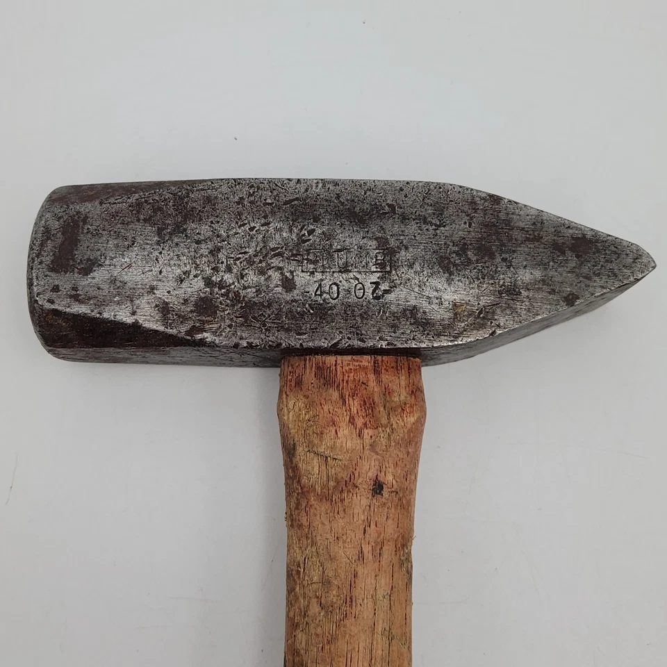 Herramienta de forja de mango de madera martillo cruzado herrero 40 oz plomada vintage Foto 2 de 4