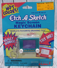 Vintage Etch A Sketch Keychain Basic Fun Magic Screen Hot Colors Teal NEW Sealed