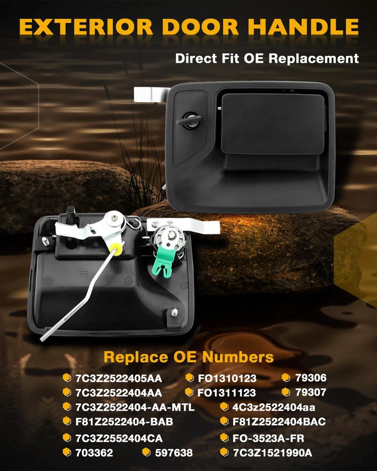 Manija de puerta exterior con cilindros de bloqueo y llaves para 99-16 Ford F250 F350 F450 F550 Foto 3 de 4