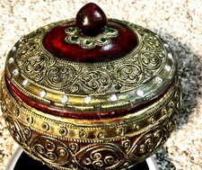 Elaborate Carved Vintage Wooden Trinket Box - Thailand