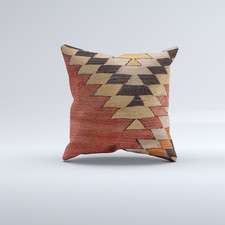 Vintage Turkish Kilim Cushion Cover 60x60 cm Square Wool Large Pillowcase 66526