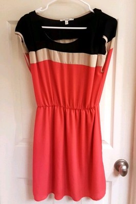Papaya Dress, junior size medium, Y2K multi-colored, sheer lined Bottom EUC 