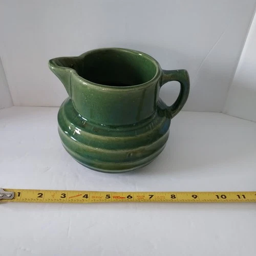 Vtg McCoy Pottery 1930s Green Glaze Milk Pitcher