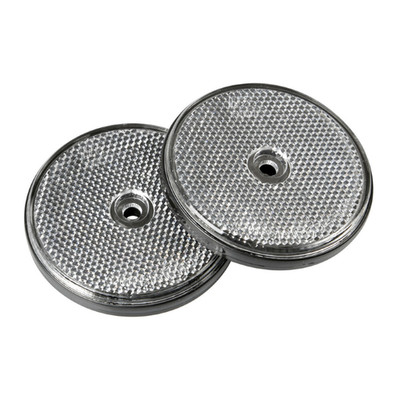 White Round Reflectors Ø65mm E11 Approved for Bike Motorcycle Trailers Lamp