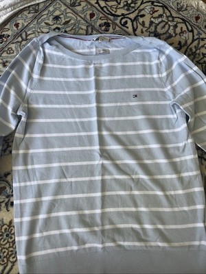 Tommy Hilfiger Pullover Hellblau Weiß Gestreift Neu Gr. S