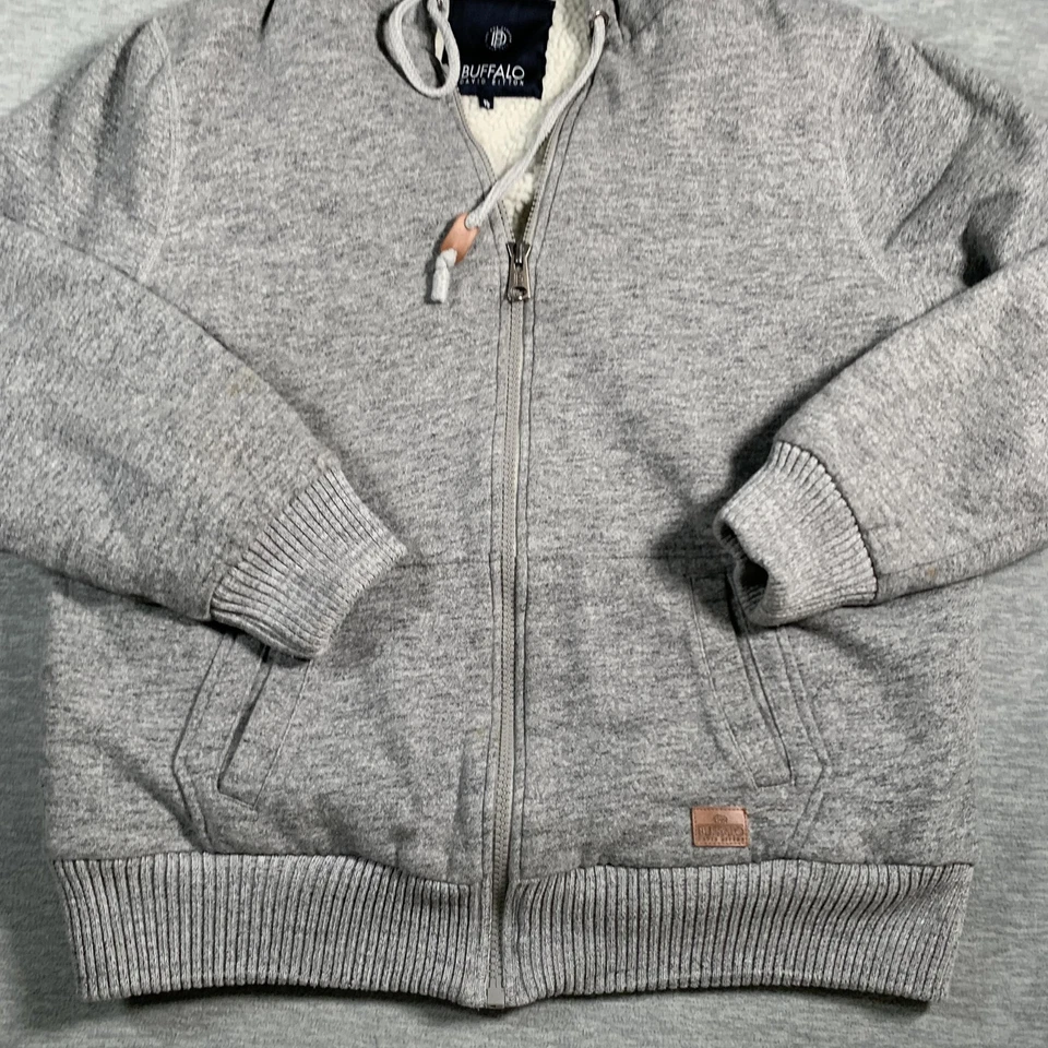 Buffalo David Bitton Hoodie Mens XL Gray Full Zip Sherpa Lined Sweatshirt Jacket - Image 2 of 4