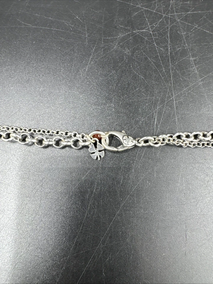 LUCKY BRAND Collar Ajustable Tono Plata Cerradura Con Flores Acentos Naranja Foto 3 de 4