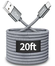 15 ft or 20Ft Extra Long USB Type C Cable A 2.0 To Nylon Braided Charger Cord