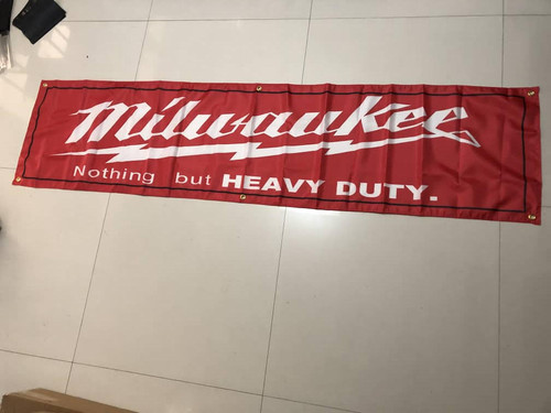 Milwaukee Flag Automotive racing 2X8ft banner Garage Wall Art Outdoor workshop