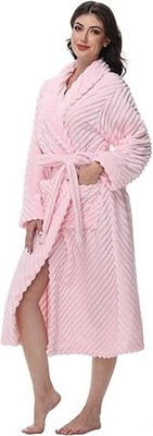 Bata de baño larga para mujer en forro polar (fleece) de suave para acogedora